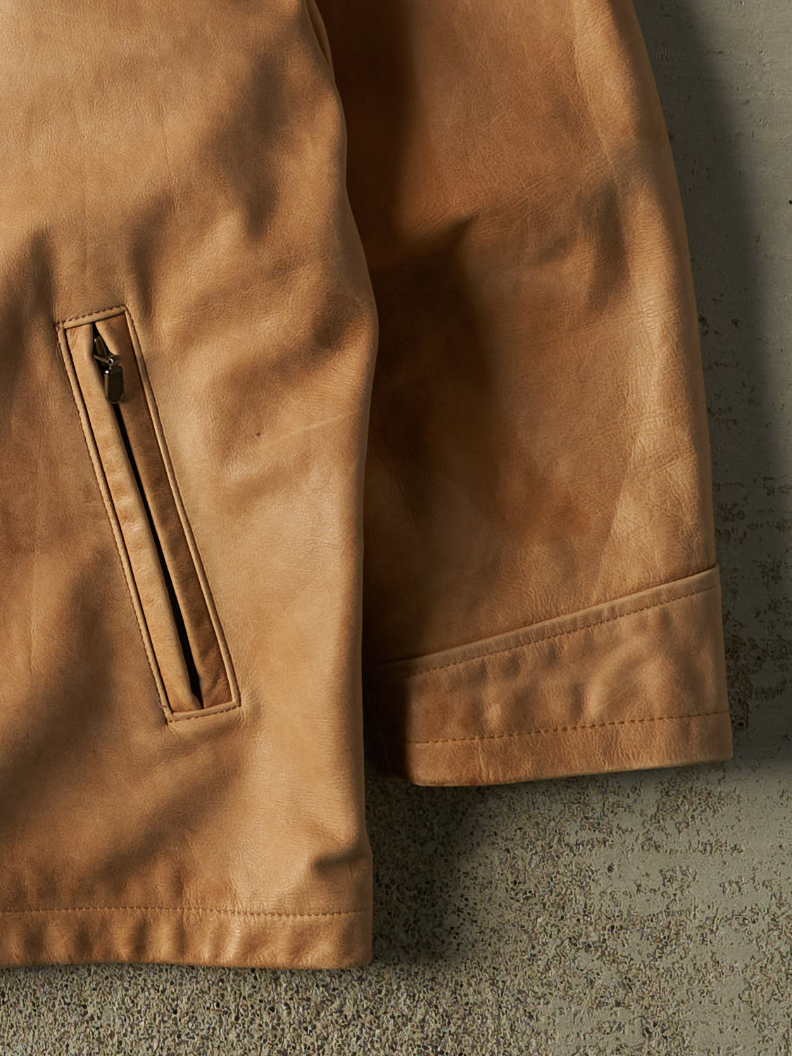 Vintage 90s Beige Bishop Leather Jacket (L/XL)