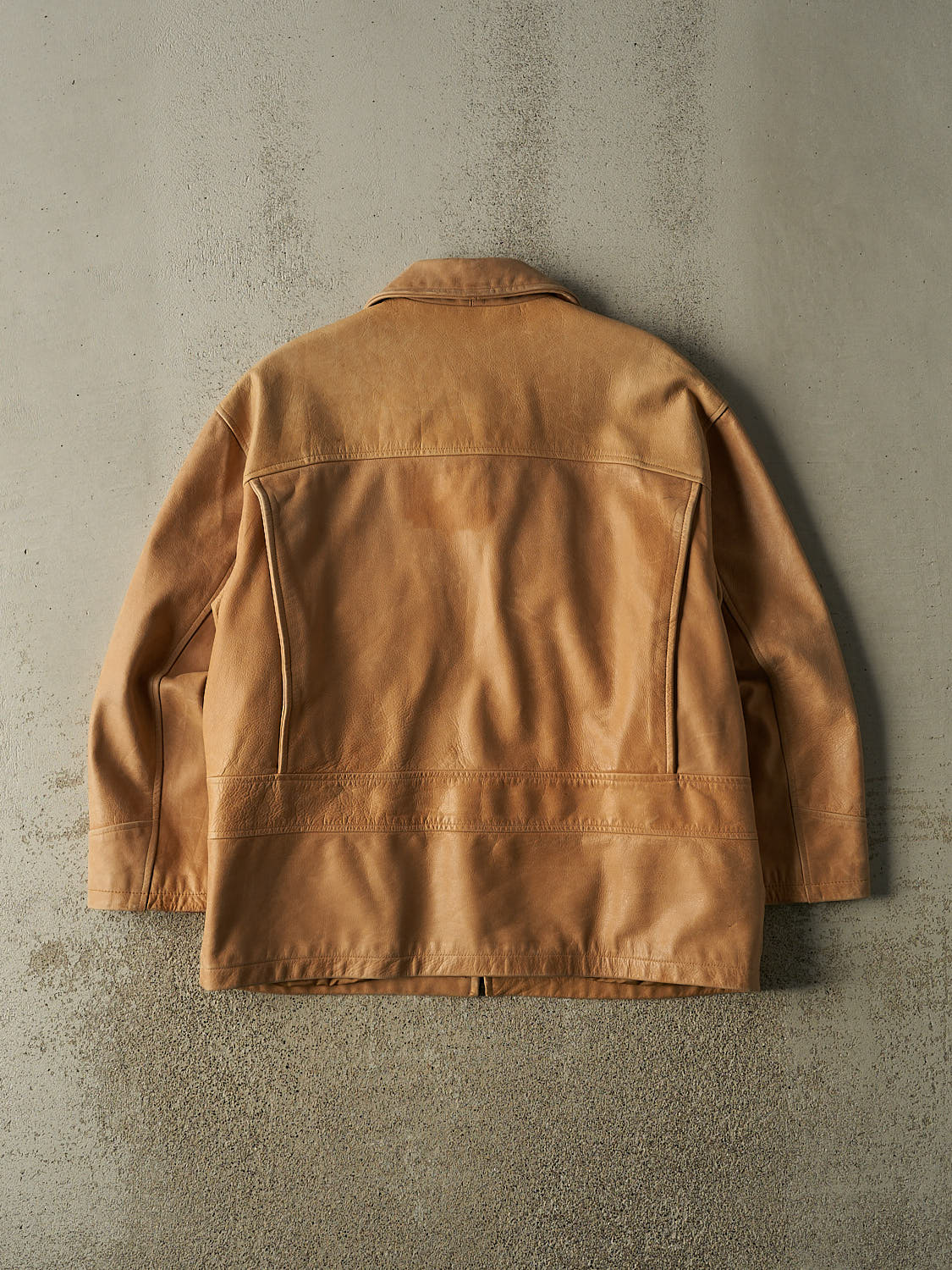 Vintage 90s Beige Bishop Leather Jacket (L/XL)