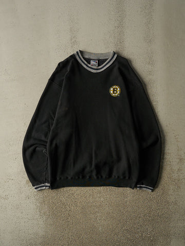 Vintage 90s Black Boston Bruins Embroidered Crewneck (XL)