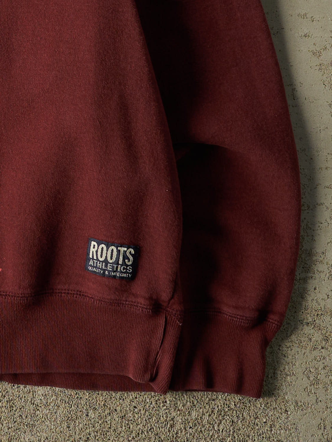 Vintage Y2K Burgundy Roots Athletics Quarter Zip Sweater (M/L)