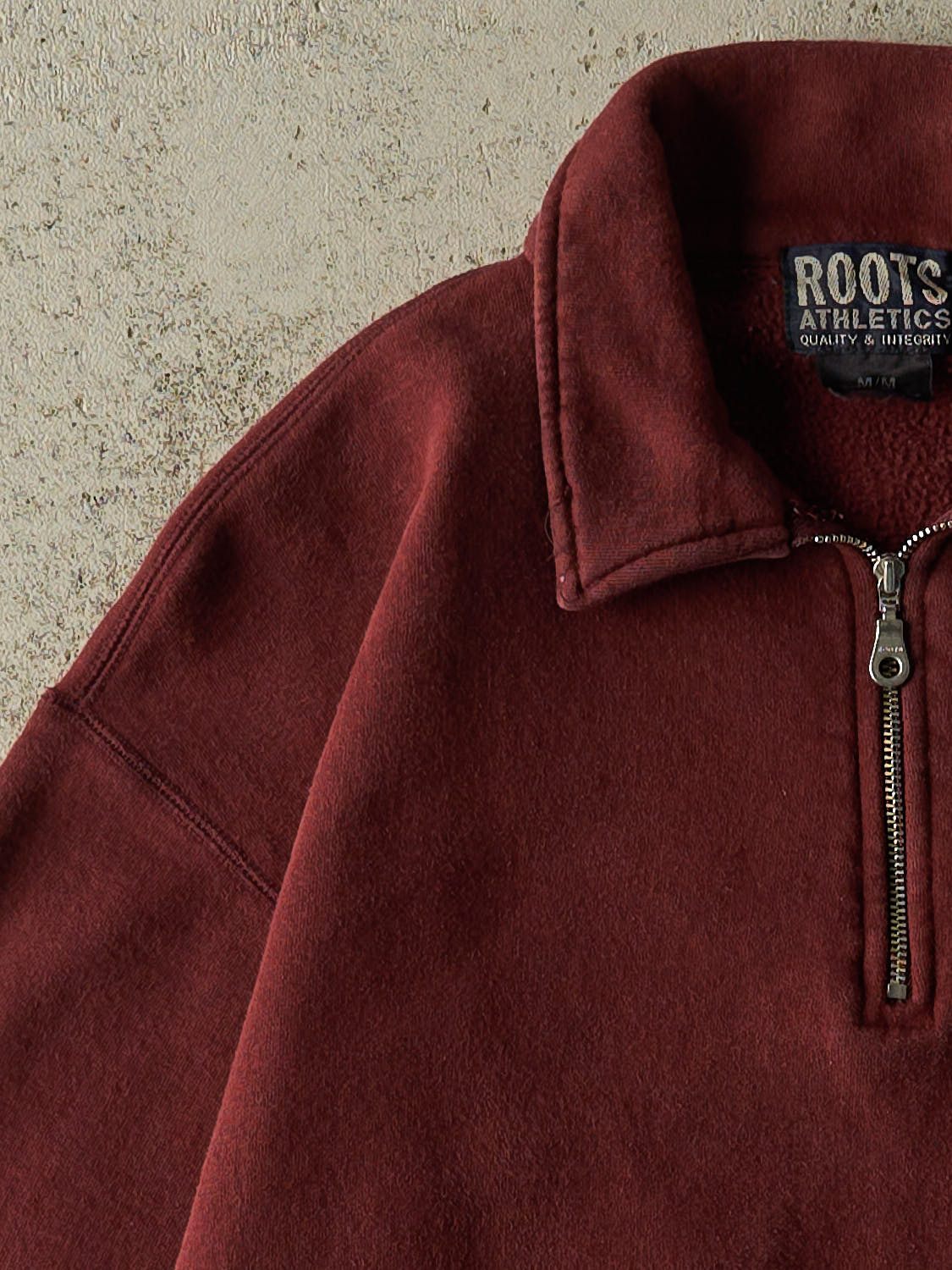 Vintage Y2K Burgundy Roots Athletics Quarter Zip Sweater (M/L)