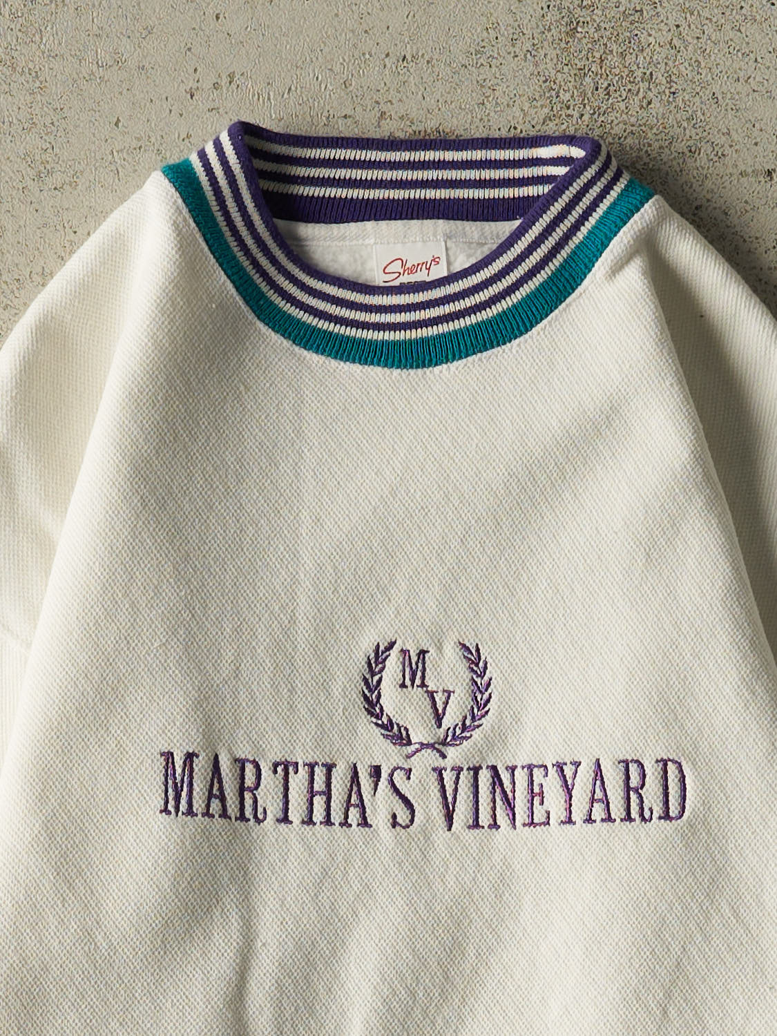 Vintage 80s White Martha's Vineyard Ribbed Crewneck (S/M)