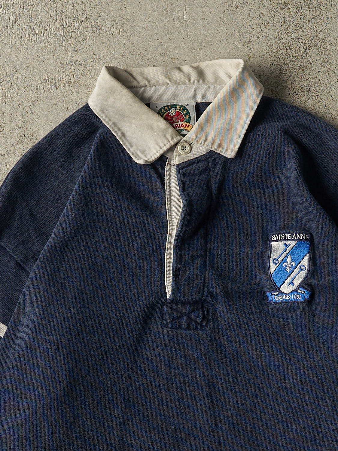 Vintage Y2K Navy Blue Sainte-Anne  Rugby Long Sleeve (L)