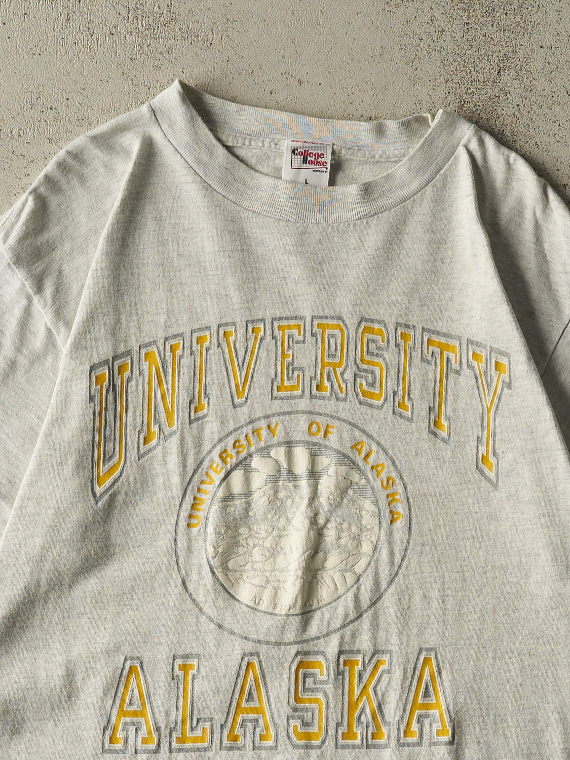 Vintage 80s Heather Grey University of Alaska Single Stitch Tee (L)