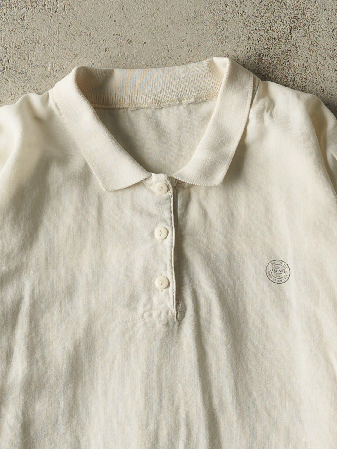 Vintage 90s White Jump Lightweight Quarter Button Long Sleeve (L)