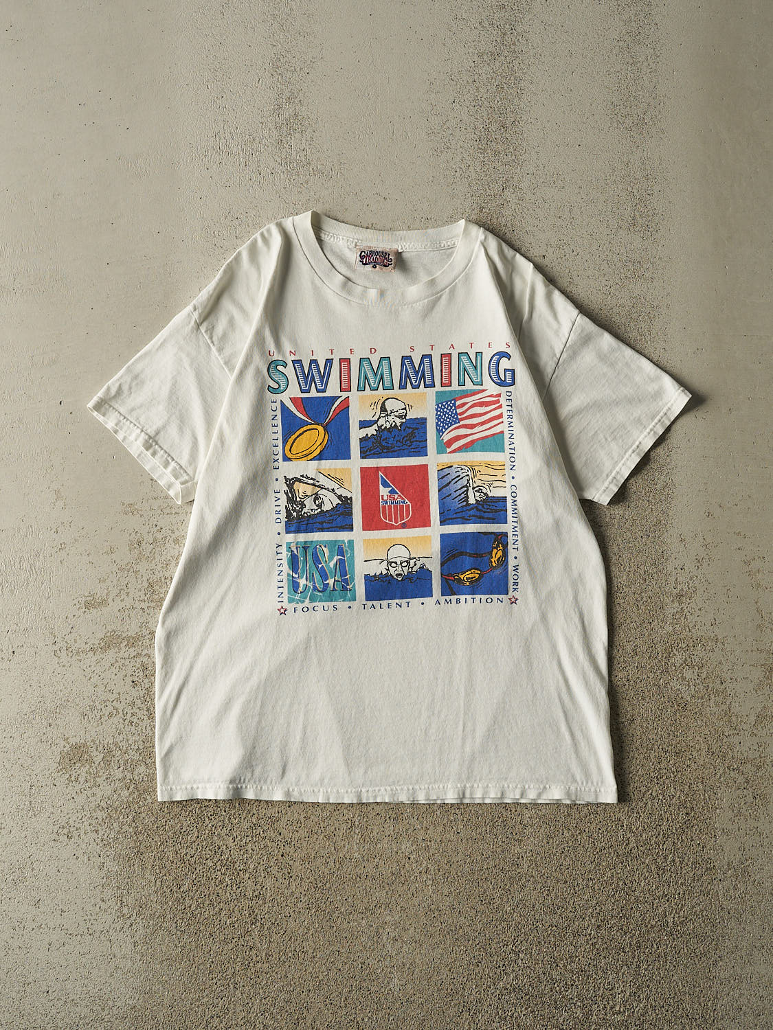 Vintage 90s White United States Swimming Tee (L)