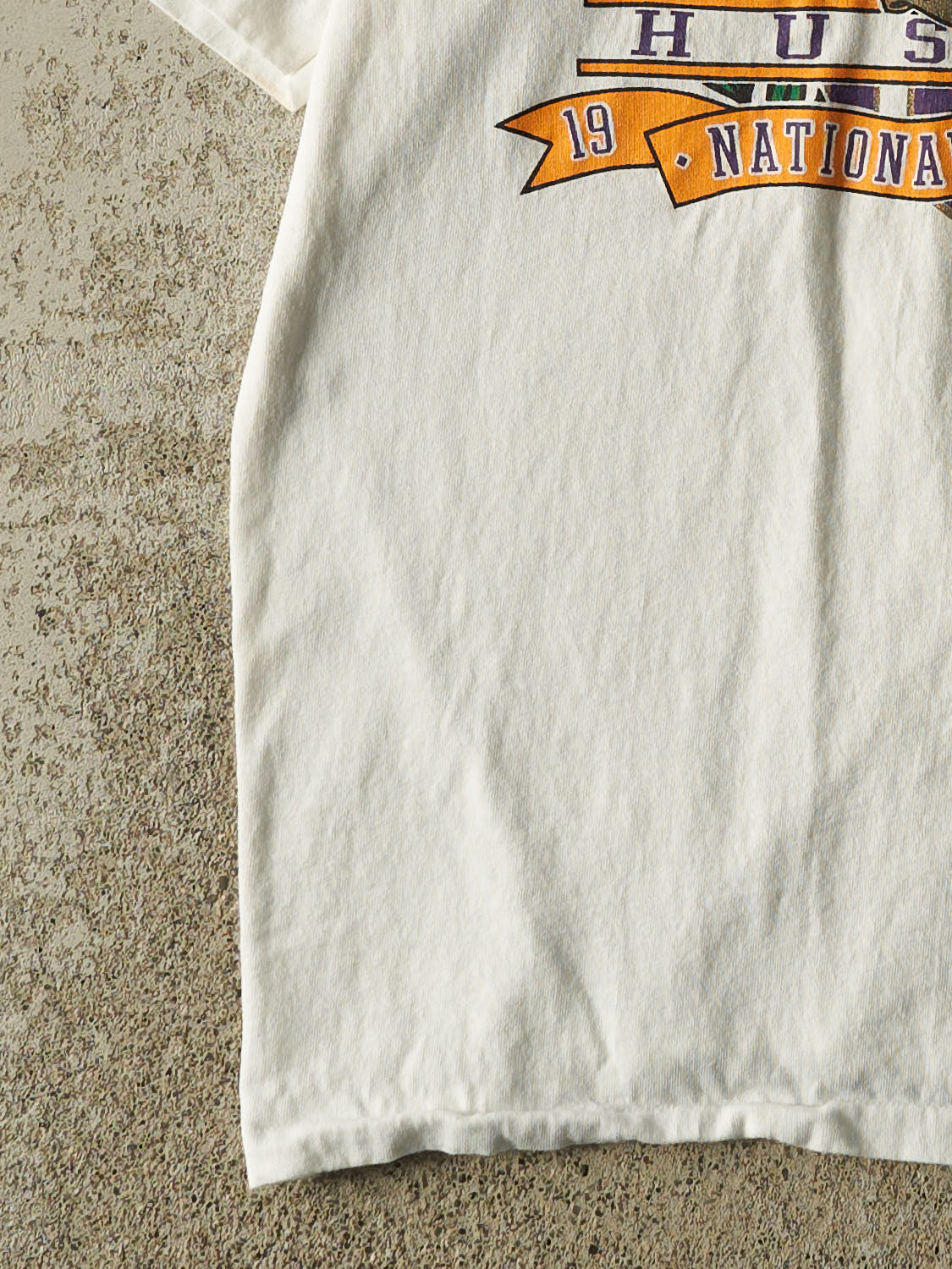 Vintage 91' White University of Washington Huskies Football National Champions Single Stitch Tee (L)