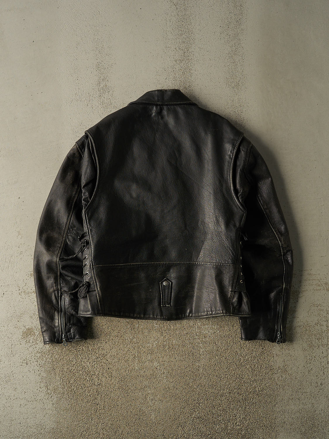 Vintage 80s Black Leather Biker Jacket (M)