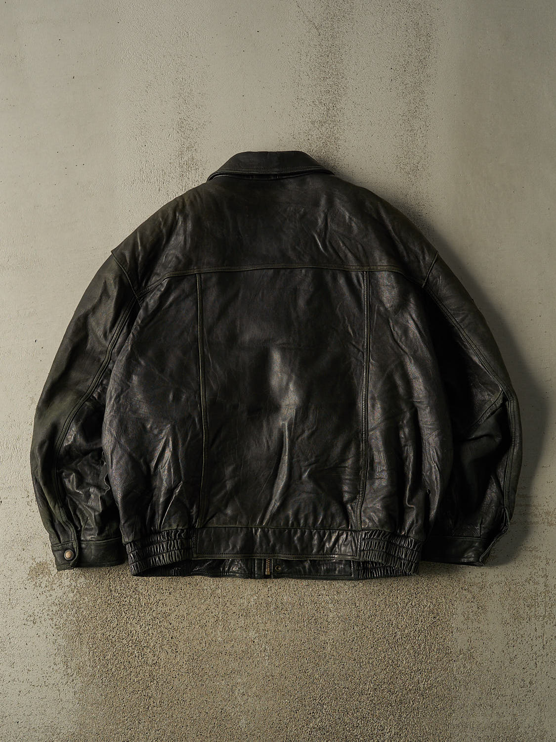 Vintage 90s Black Danier Bomber Leather Jacket (XL/XXL)