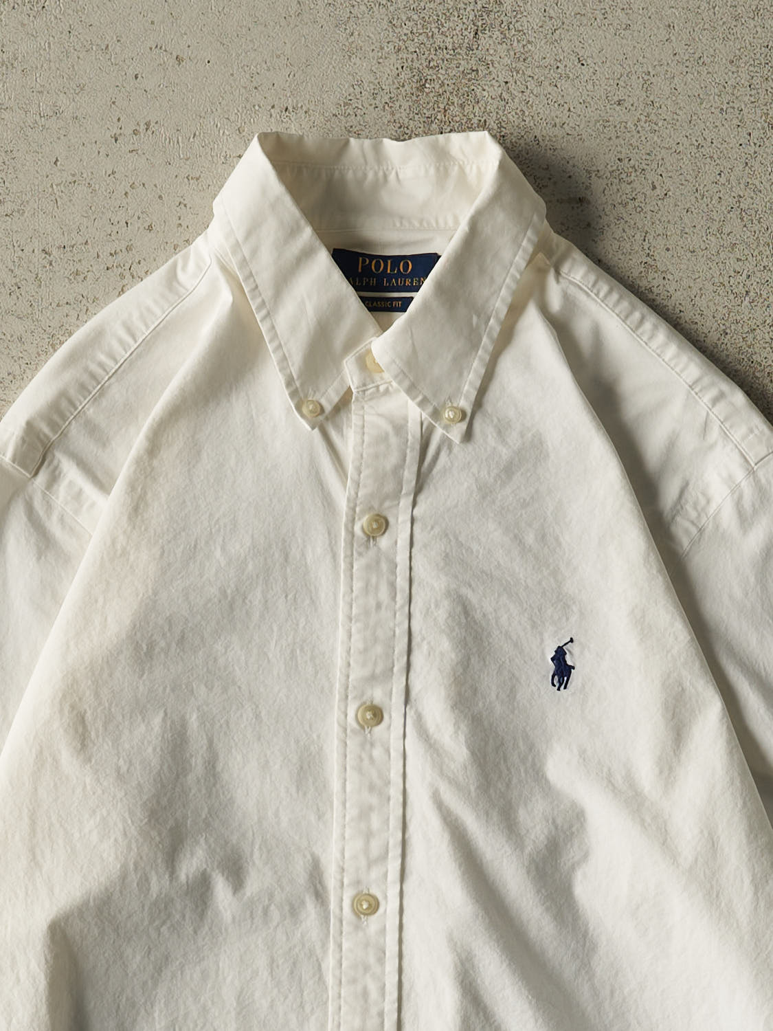 Vintage Y2K White Polo Cropped Long Sleeve Button Up (XS/S)