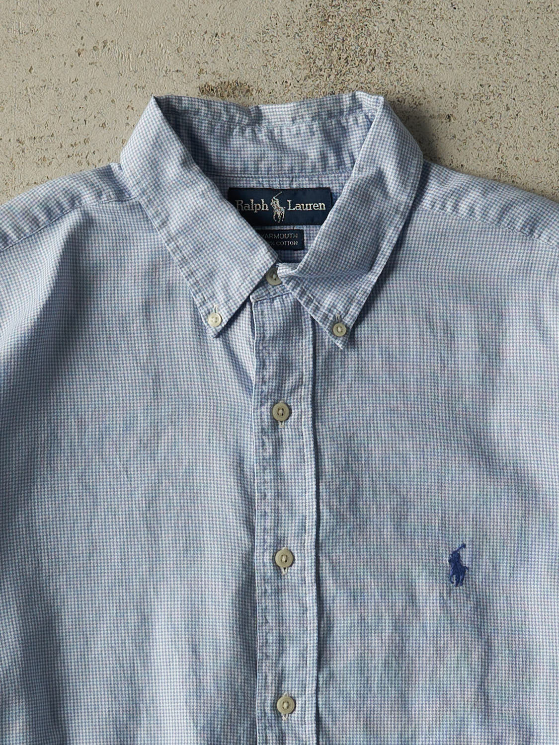 Vintage 90s Blue Polo Boxy Cropped Long Sleeve Button Up (S/M)
