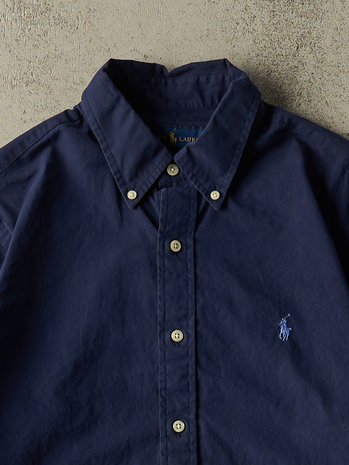 Vintage Y2K Navy Blue Polo Cropped Button Up Long Sleeve (XS/S)