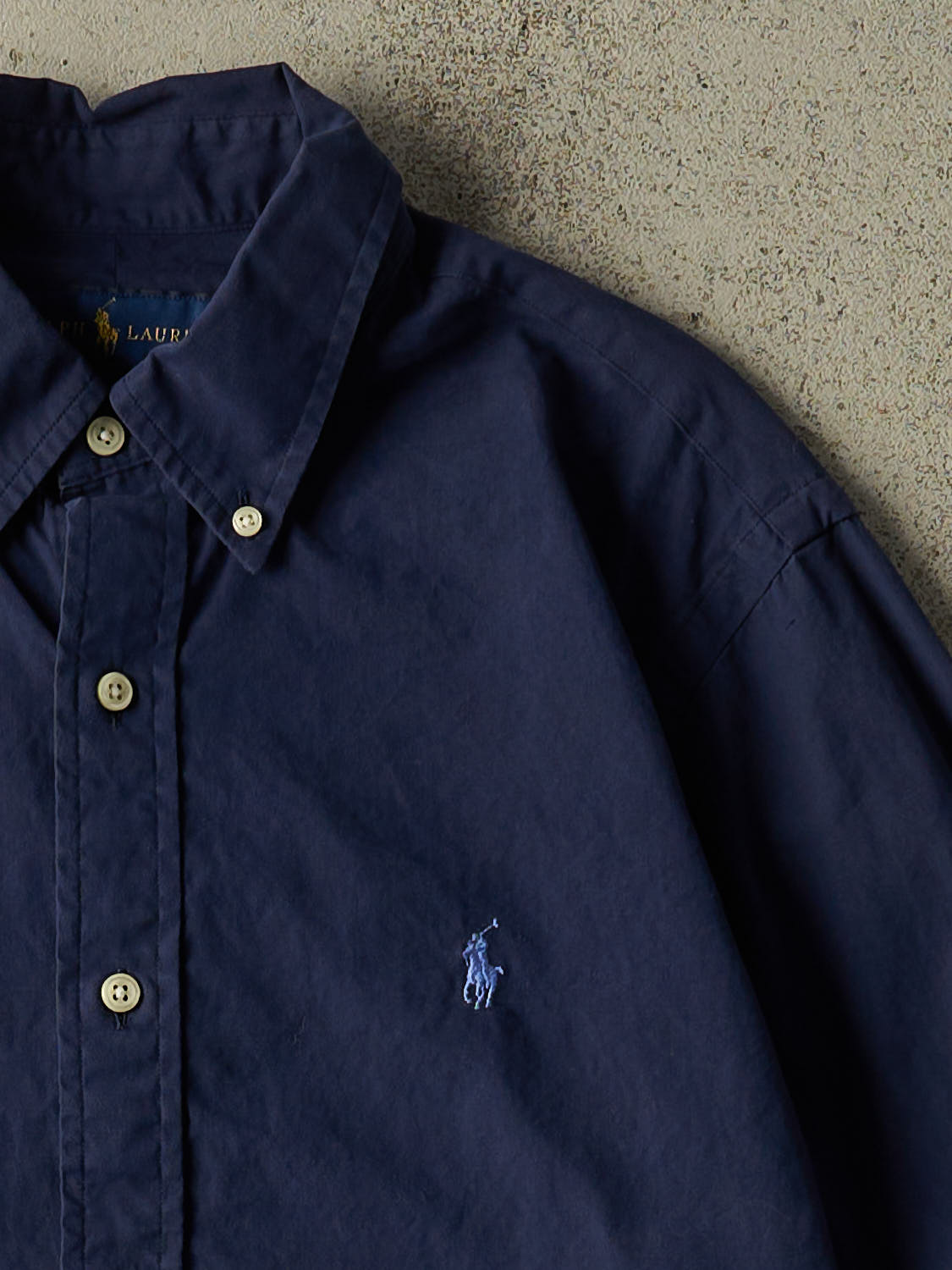 Vintage Y2K Navy Blue Polo Cropped Button Up Long Sleeve (XS/S)