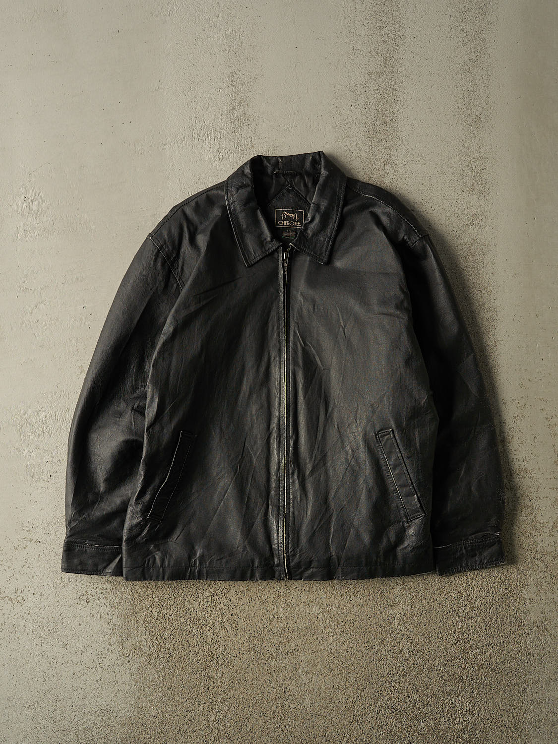 Vintage 90s Black Cherokee Lightweight Leather Jacket (L/XL)