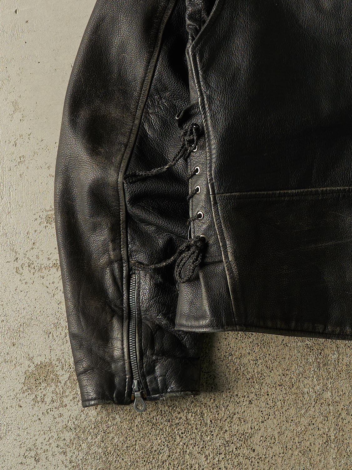 Vintage 80s Black Leather Biker Jacket (M)