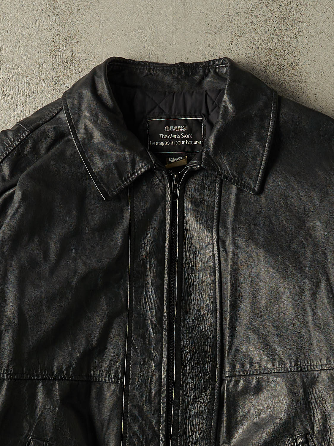 Vintage 90s Black Sears Leather Jacket (M/L)