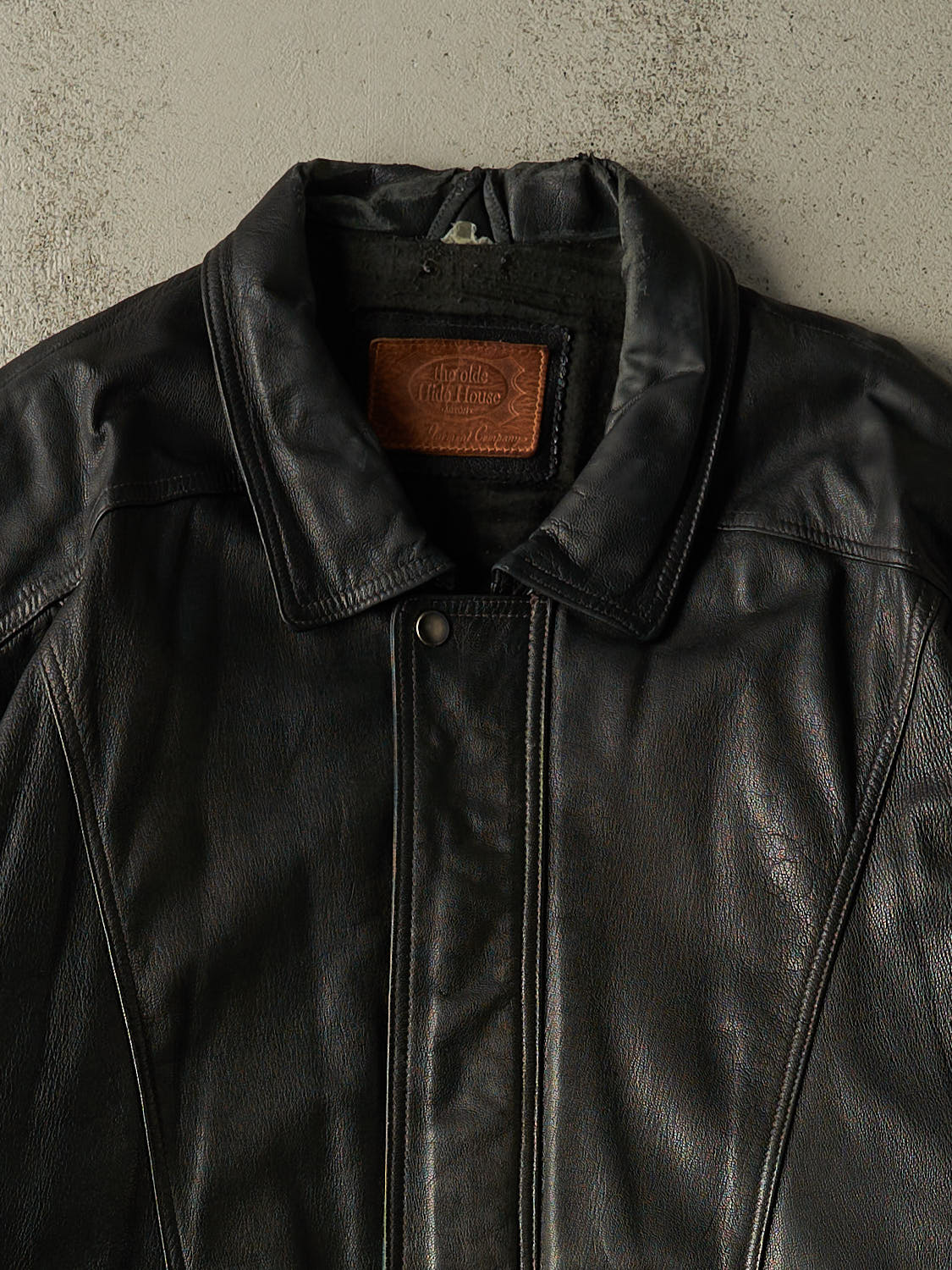 Vintage 90s Black The Olde Hide House Bomber Leather Jacket (XXL)
