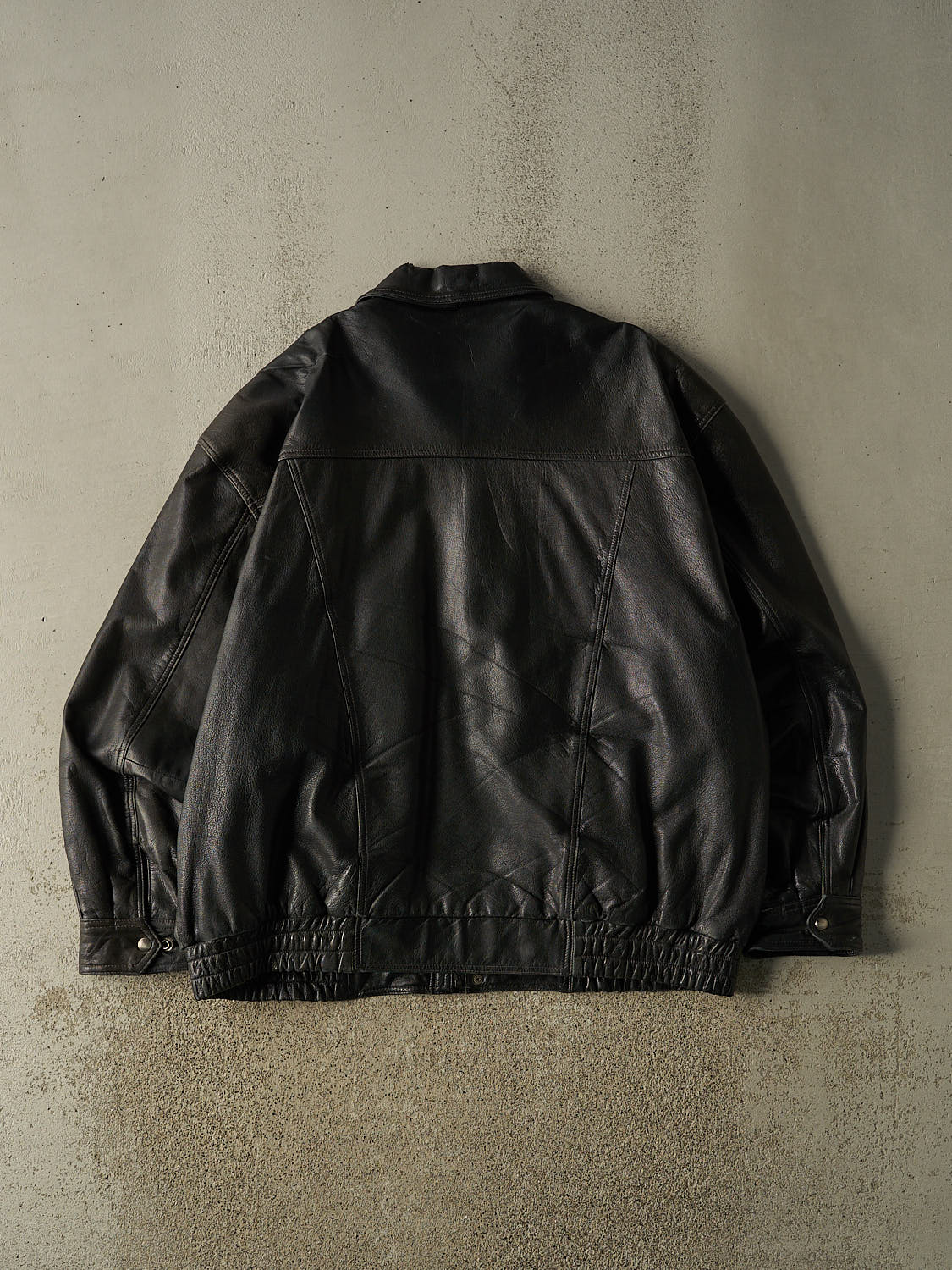 Vintage 90s Black The Olde Hide House Bomber Leather Jacket (XXL)