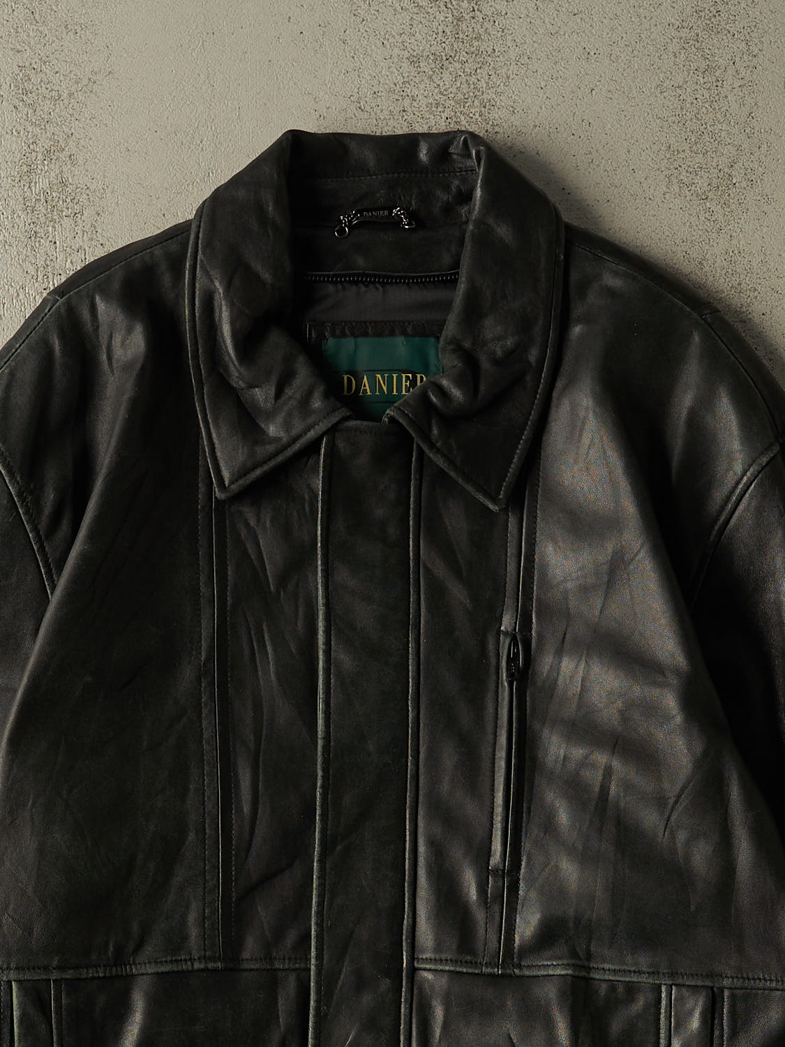Vintage 90s Black Danier Soft Bomber Leather Jacket (XL/XXL)