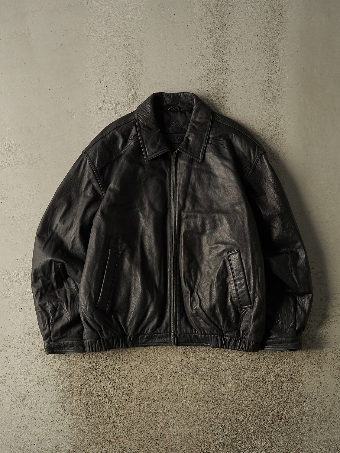 Vintage 90s Black Christian Dumas Bomber Leather Jacket (L)