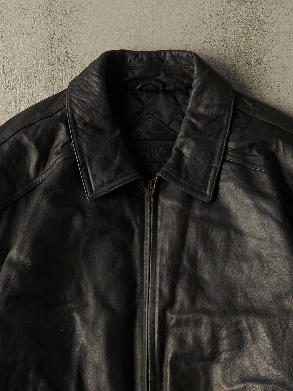 Vintage 90s Black Christian Dumas Bomber Leather Jacket (L)