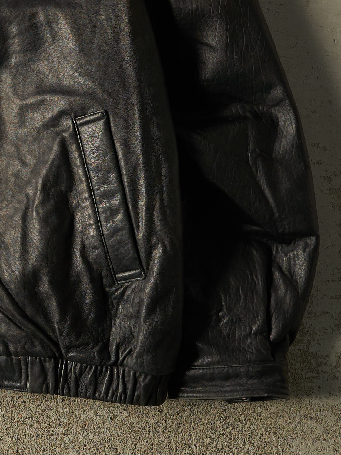 Vintage 90s Black Christian Dumas Bomber Leather Jacket (L)