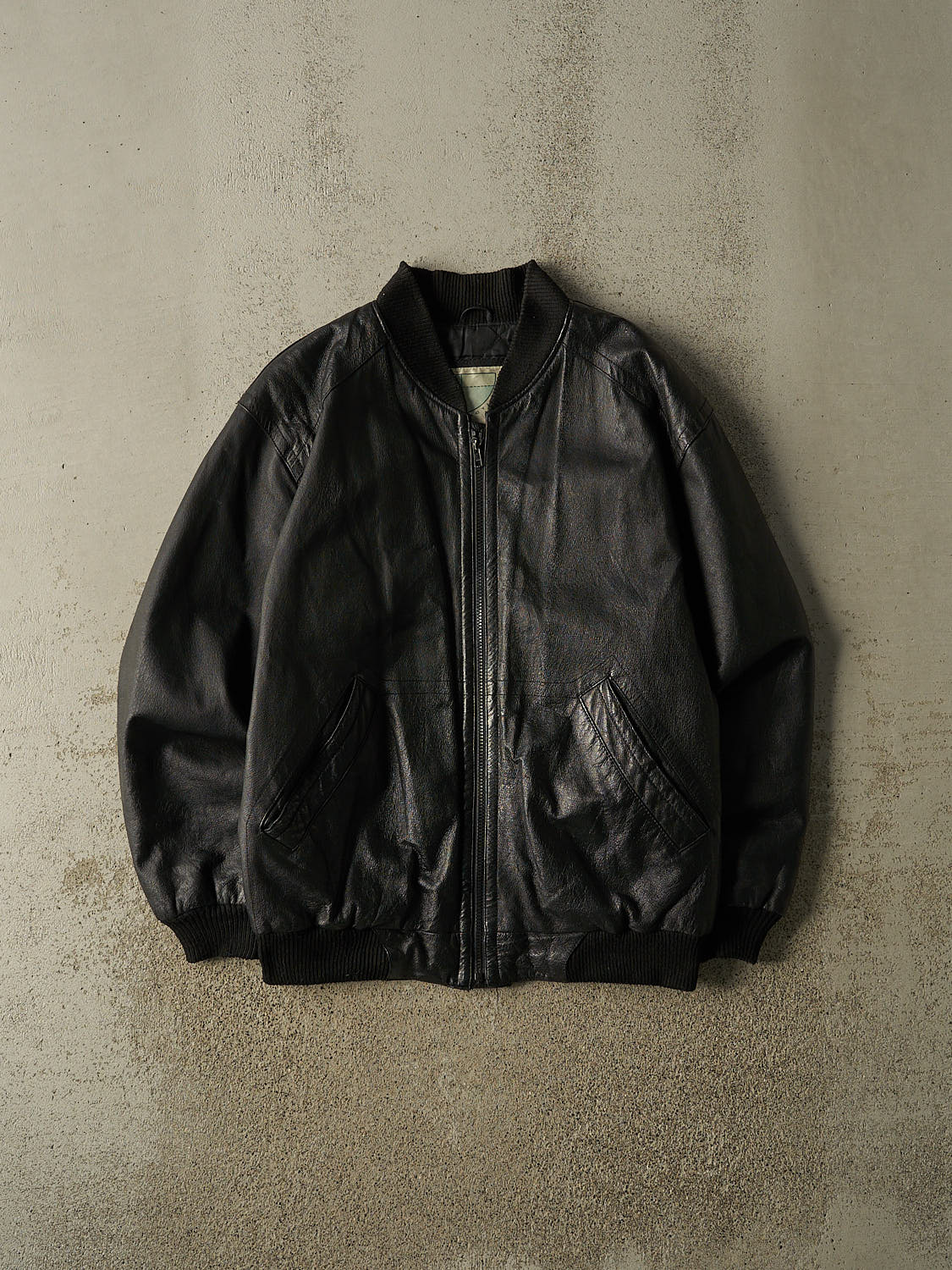 Vintage 90s Black Lightweight Bomber Leather Jacket (L)