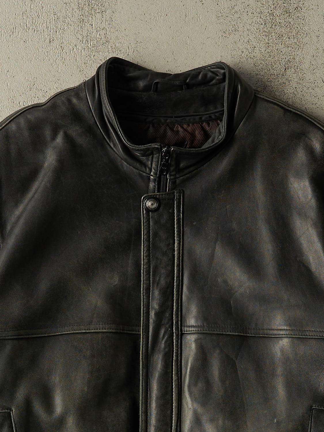 Vintage 90s Faded Black Danier Bomber Leather Jacket (XL)