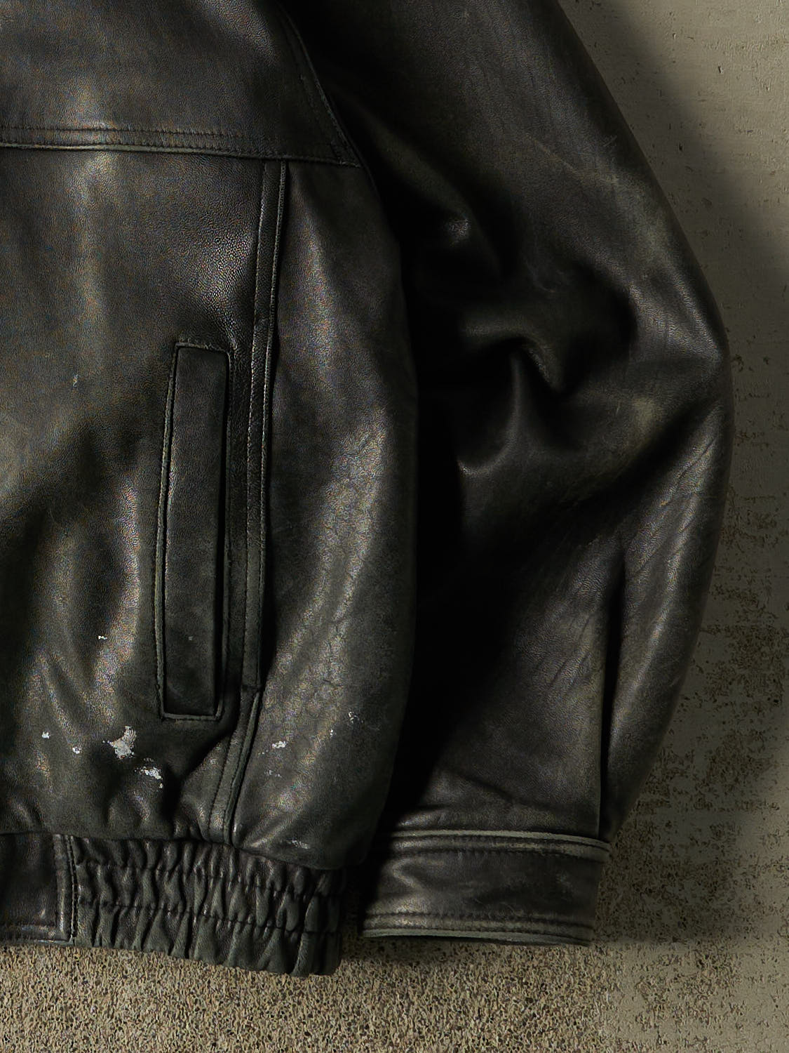 Vintage 90s Faded Black Danier Bomber Leather Jacket (XL)