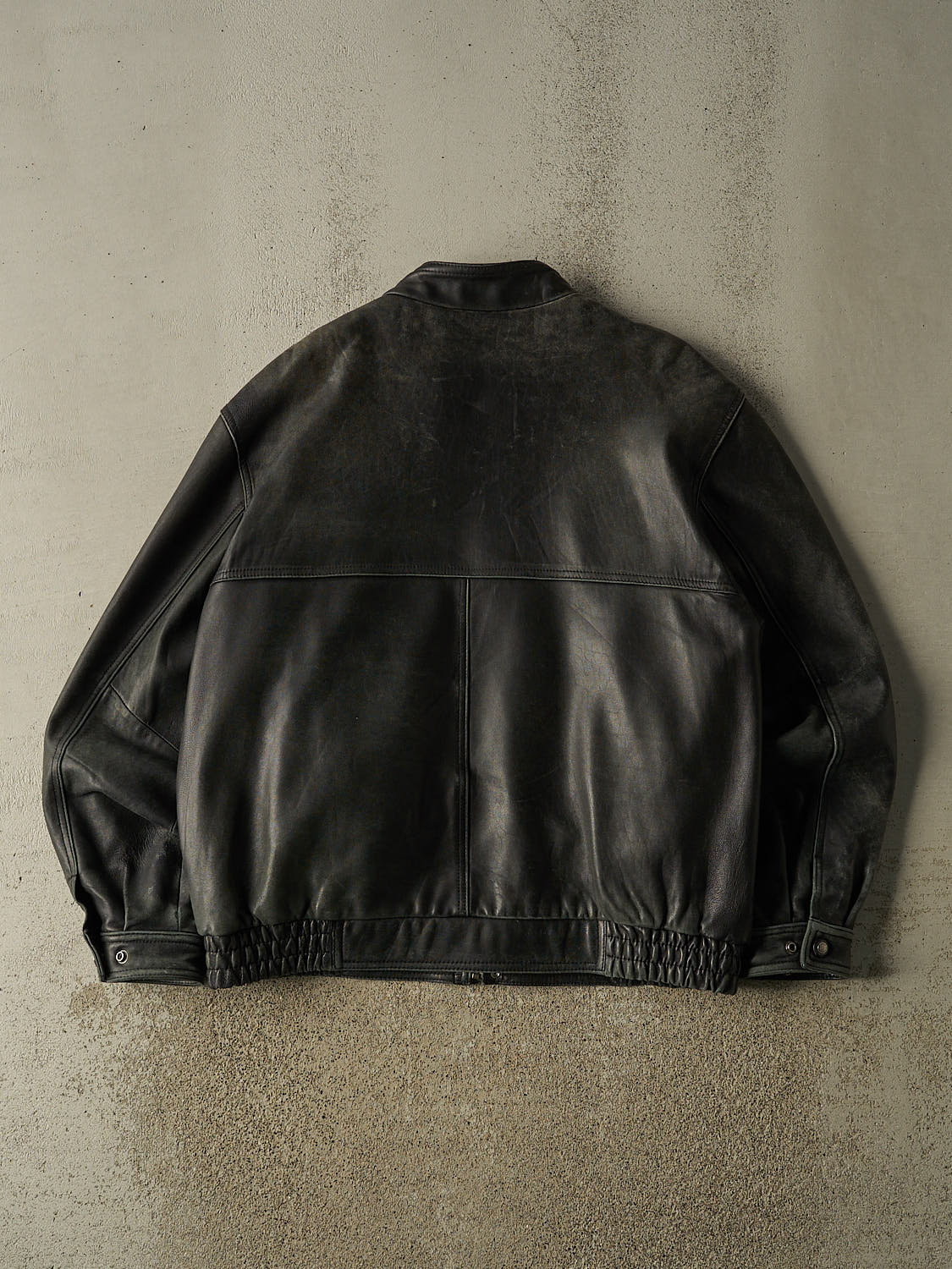 Vintage 90s Faded Black Danier Bomber Leather Jacket (XL)