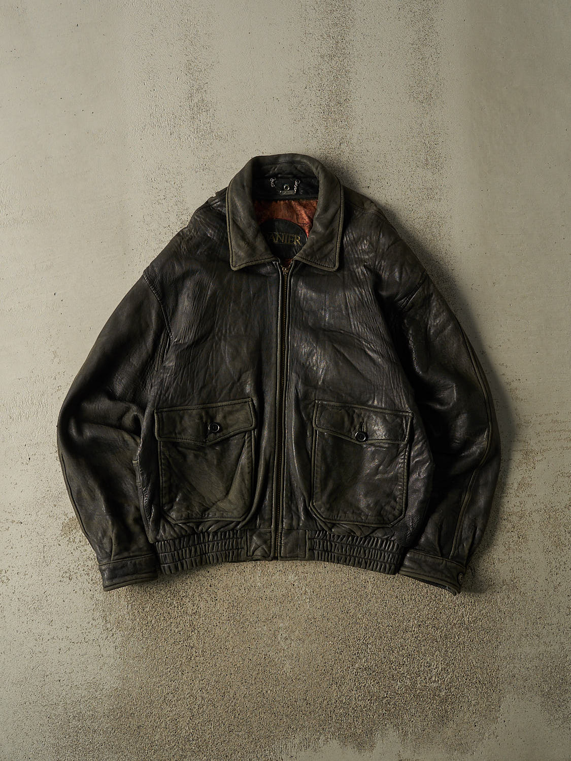 Vintage 80s Faded Black Danier Bomber Leather Jacket (M)