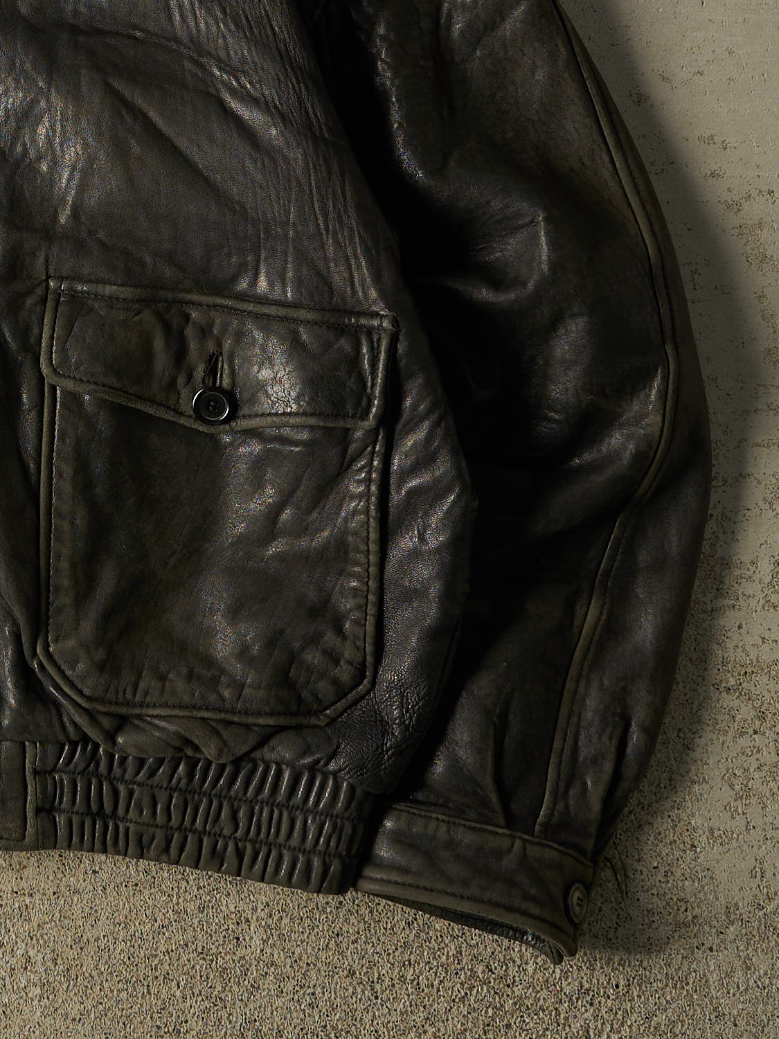 Vintage 80s Faded Black Danier Bomber Leather Jacket (M)
