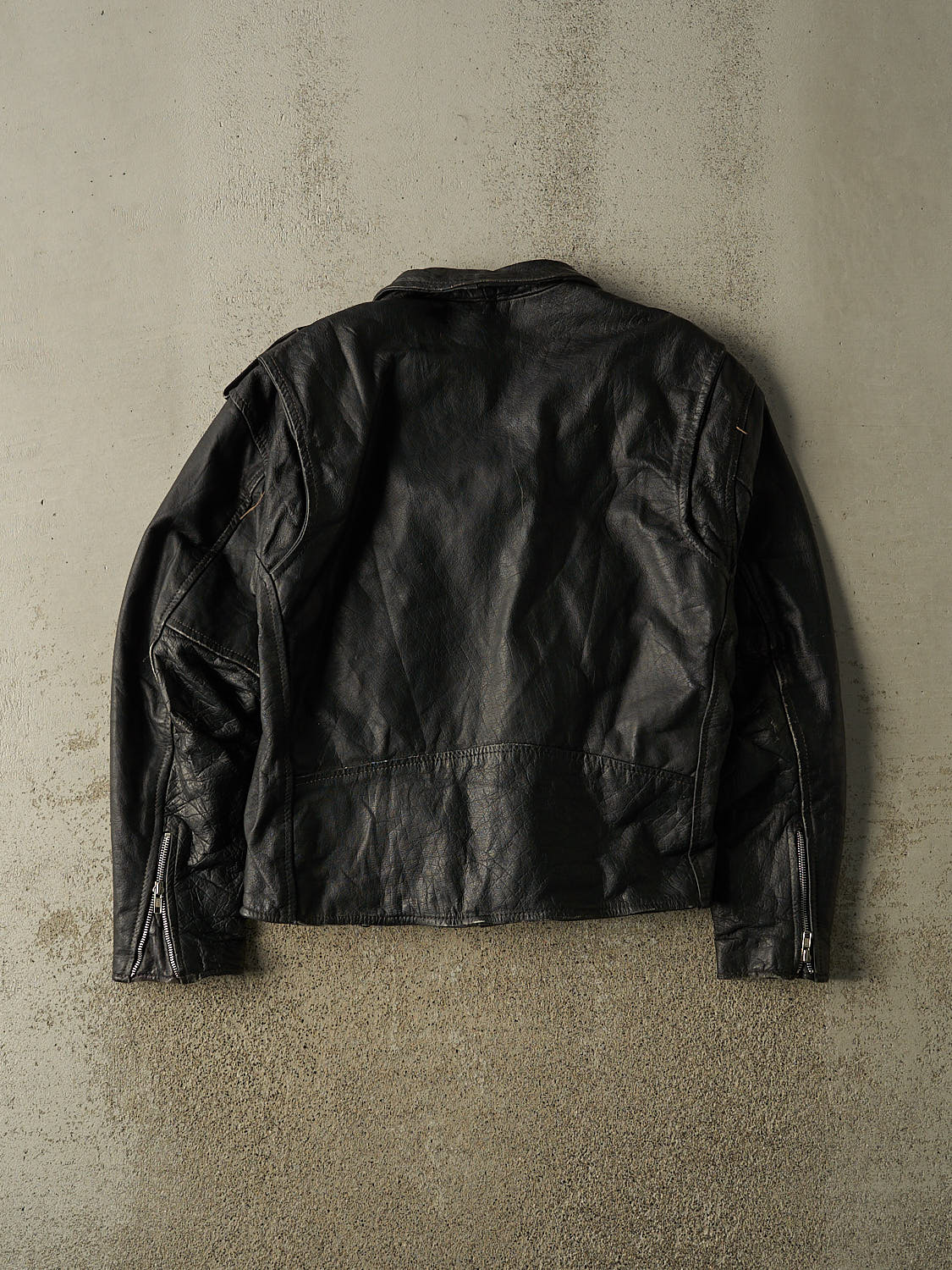 Vintage 80s Black Oscar Leopold Biker Leather Jacket (XS/S)