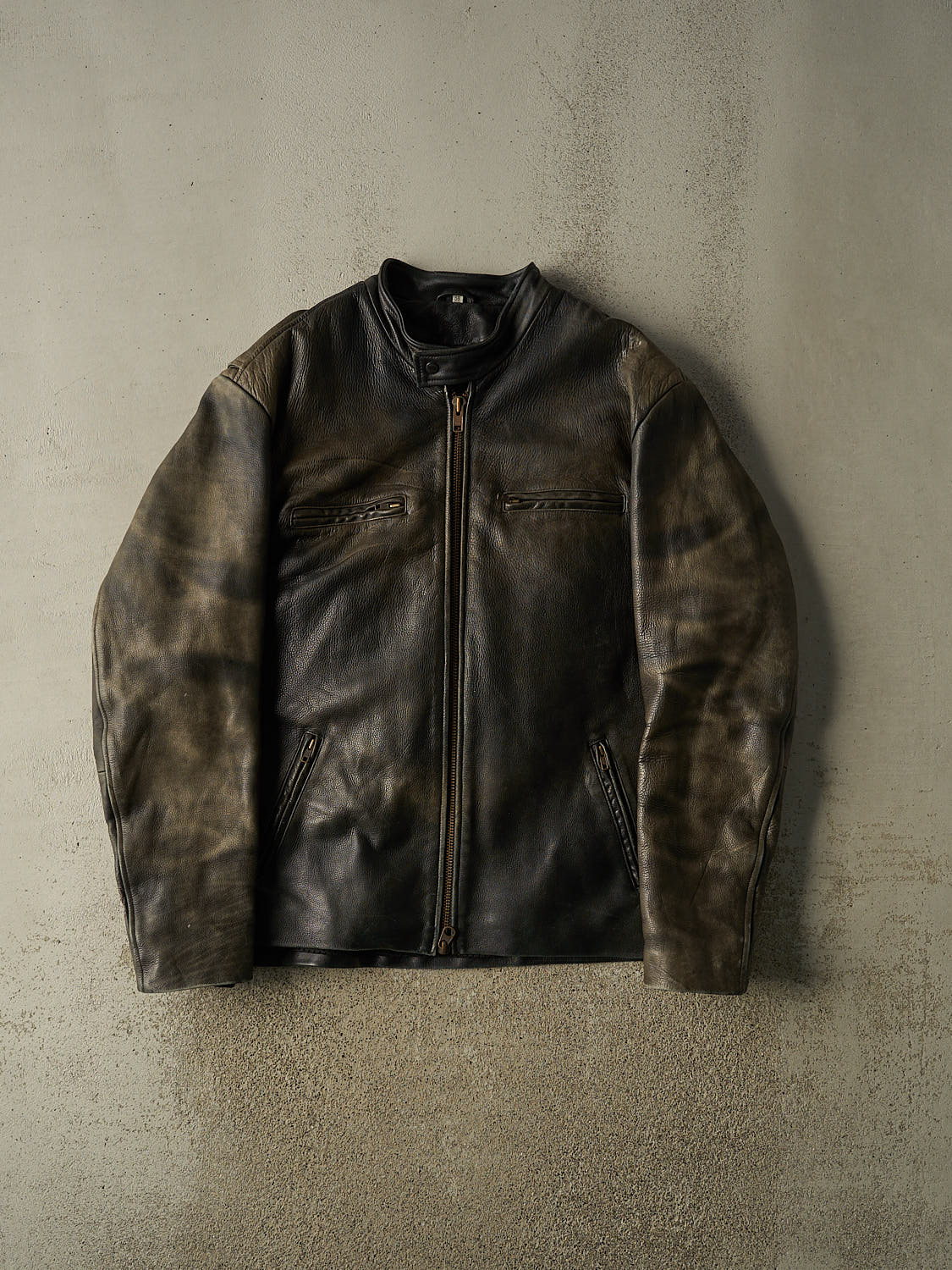 Vintage 80s Black Sofari Biker Leather Jacket (XXL)