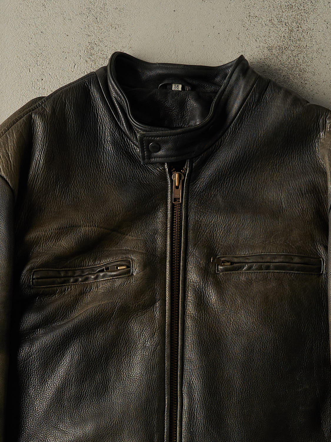 Vintage 80s Black Sofari Biker Leather Jacket (XXL)
