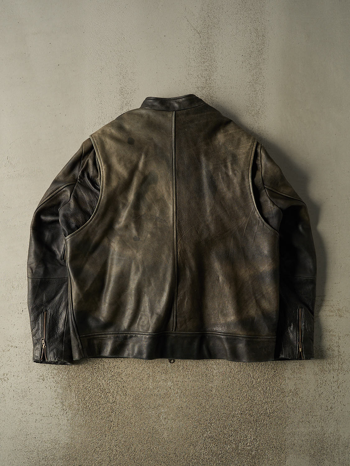 Vintage 80s Black Sofari Biker Leather Jacket (XXL)