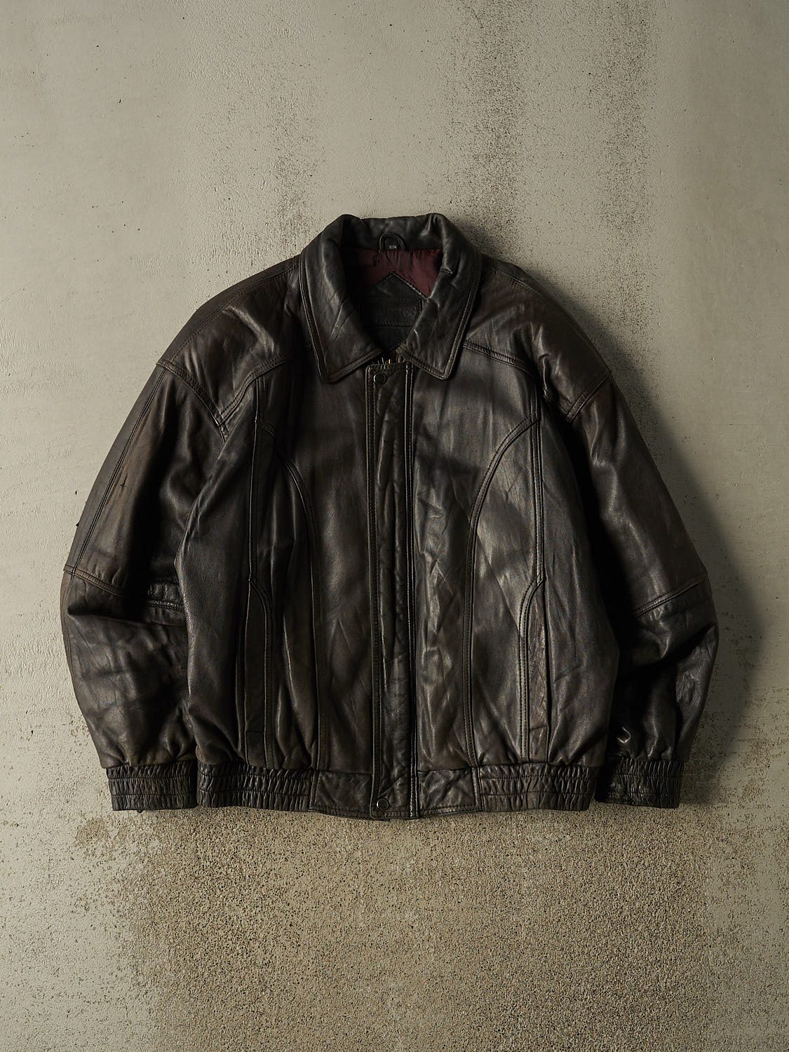 Vintage 80s Black Moores Bomber Leather Jacket (L/XL)