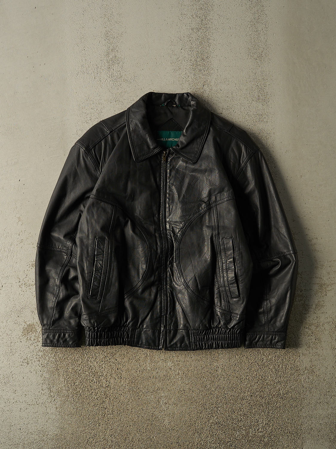 Vintage 90s Black Hill & Archer Bomber Leather Jacket (M/L)