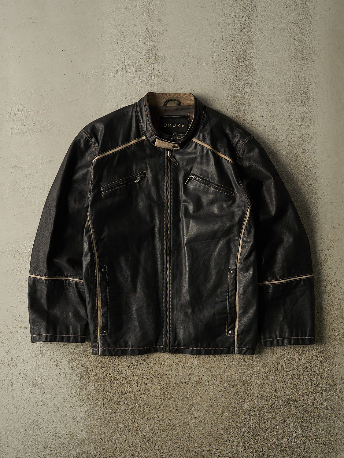 Vintage Y2K Black Cruze Racer Styler Leather Jacket (M/L)