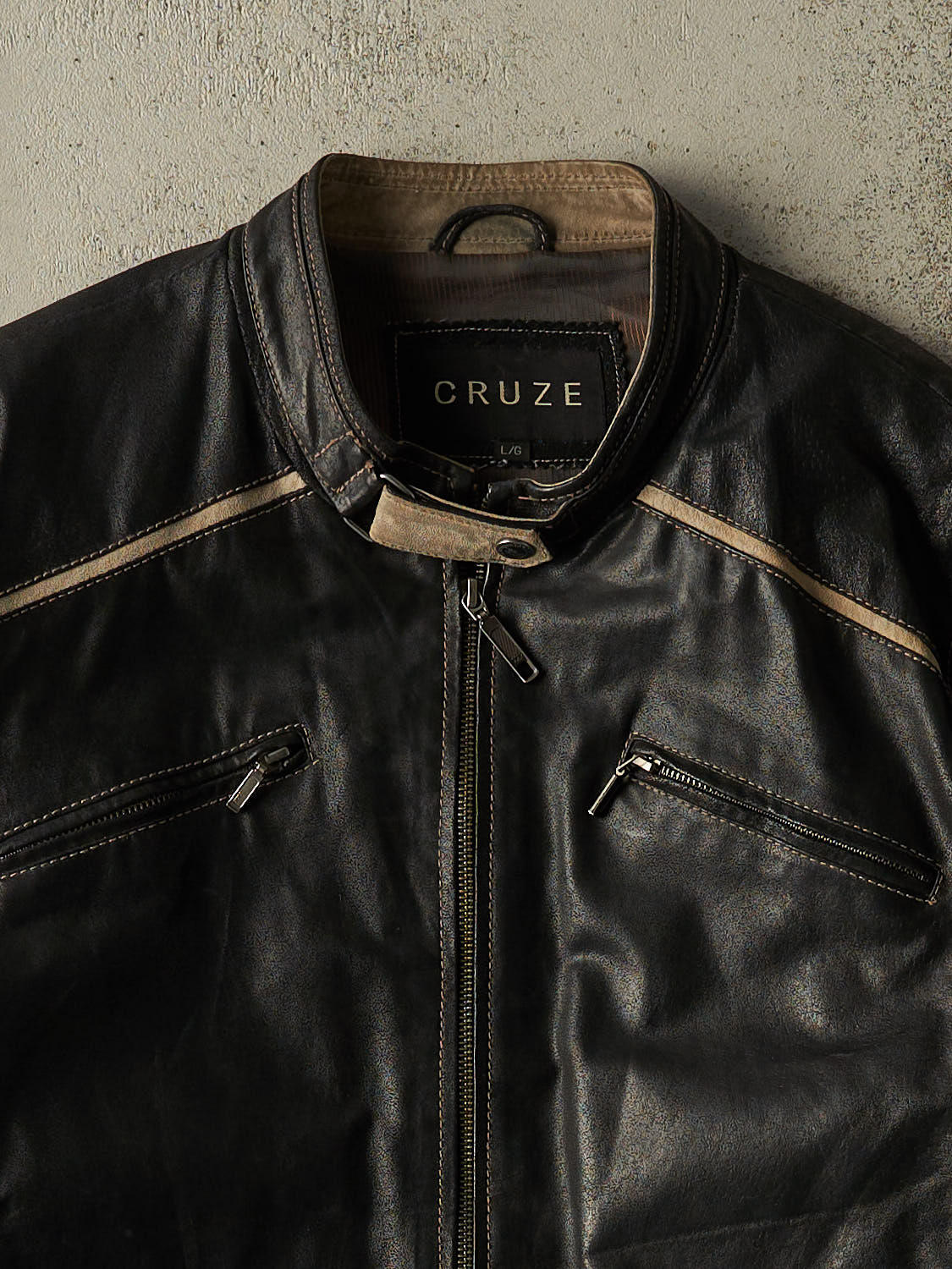 Vintage Y2K Black Cruze Racer Styler Leather Jacket (M/L)