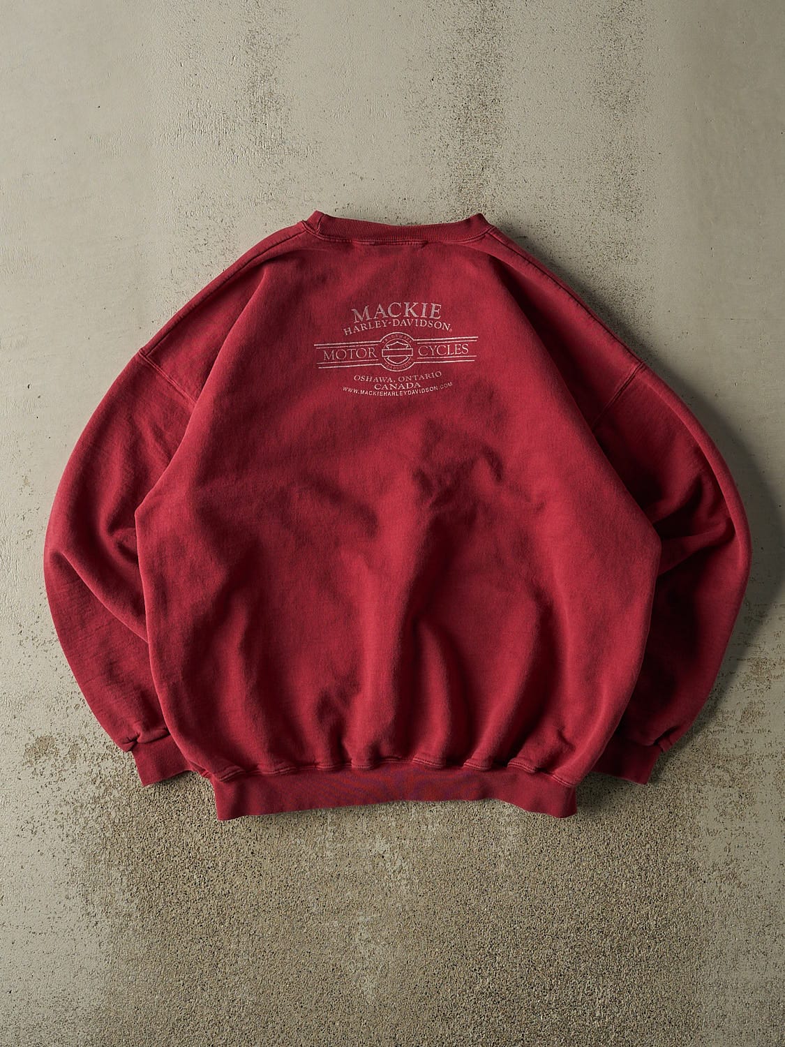 Vintage 14' Burgundy Harley Davidson Oshawa Canada Crewneck (XL)