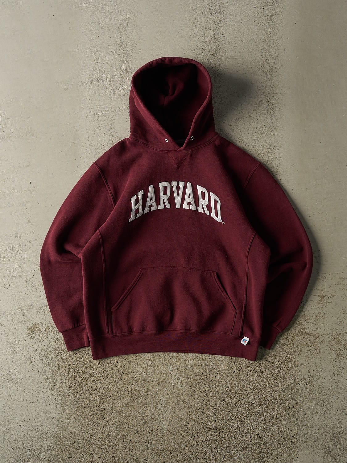 Vintage Y2K Burgundy Russell Athletic Harvard University Hoodie (M)