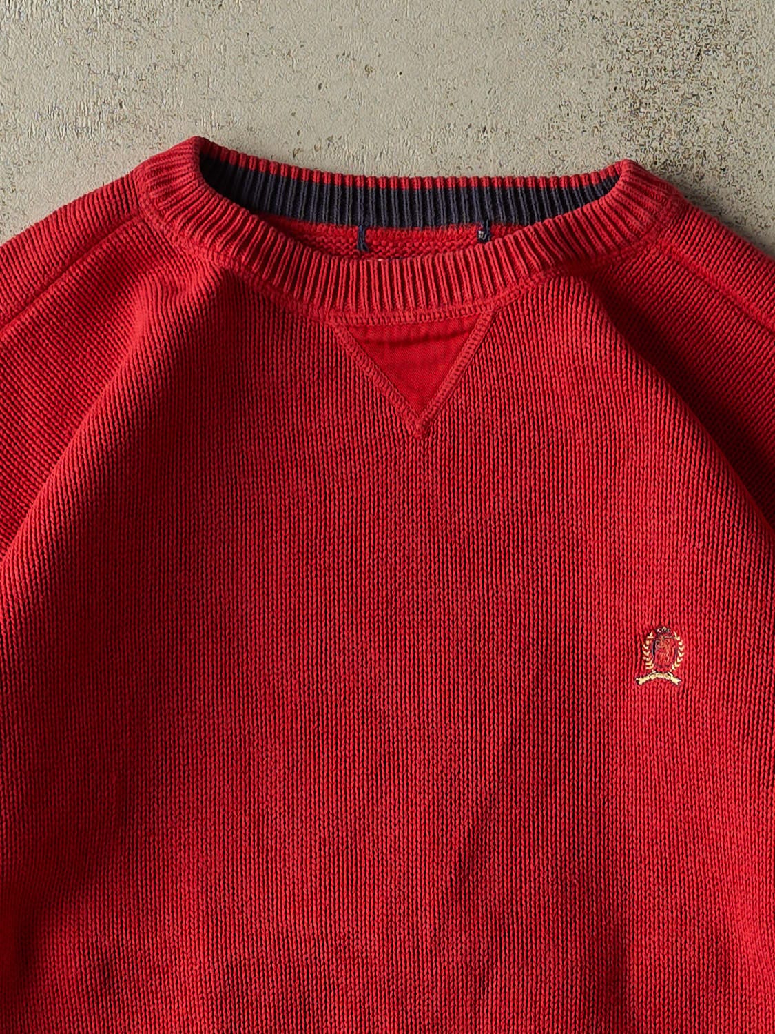 Vintage 90s Red Tommy Hilfiger Embroidered Knit (M/L)