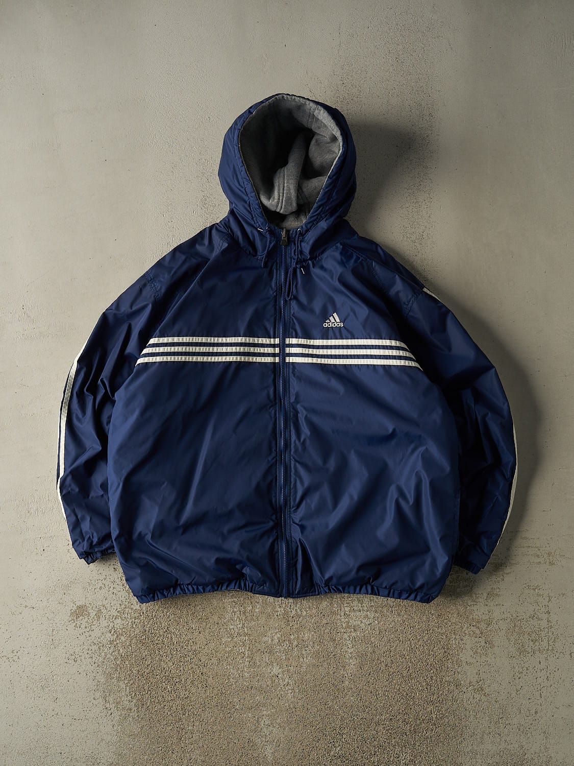 Vintage Y2K Navy Blue Adidas Reversible Windbreaker Jacket (XXL/XXXL)