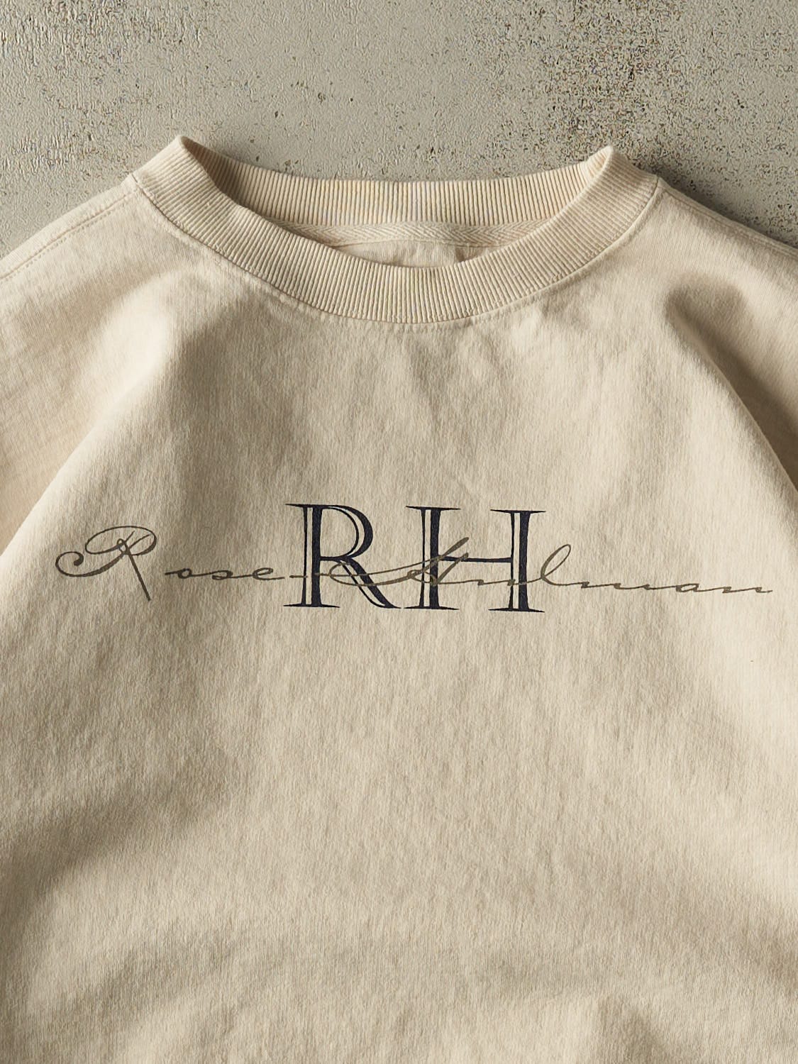 Vintage 90s Beige Rose Hulman Crewneck (XXL)