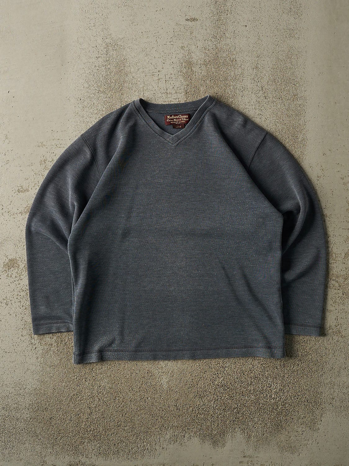 Vintage 90s Charcoal Grey Marlboro V Neck Lightweight Knit (S/M)