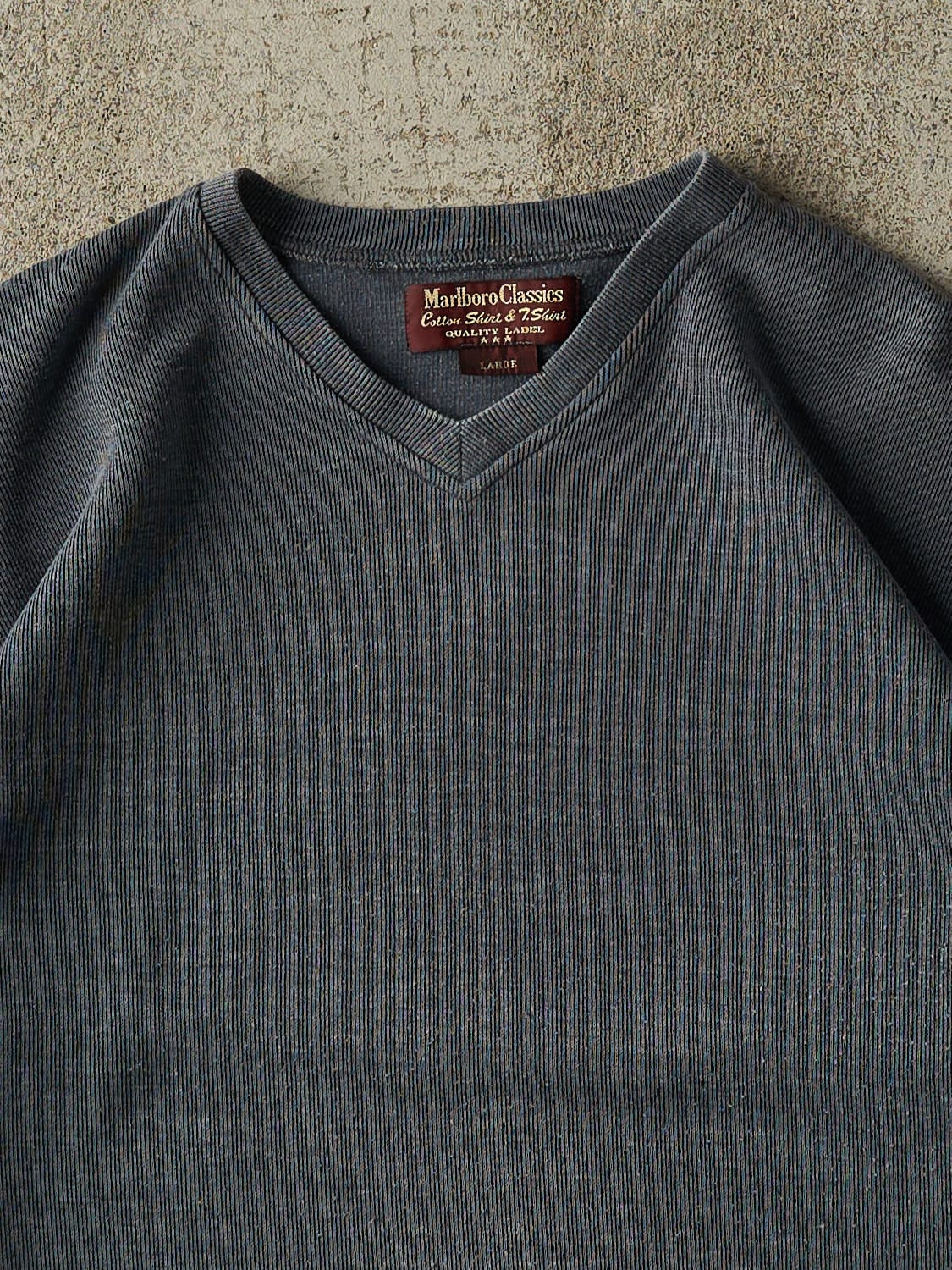 Vintage 90s Charcoal Grey Marlboro V Neck Lightweight Knit (S/M)