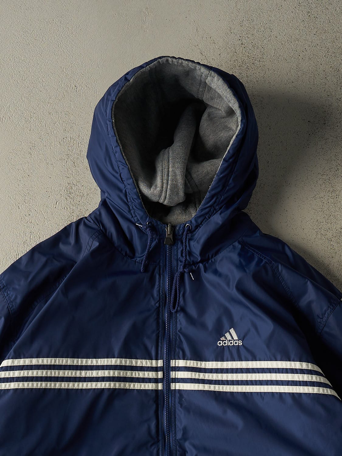 Vintage Y2K Navy Blue Adidas Reversible Windbreaker Jacket (XXL