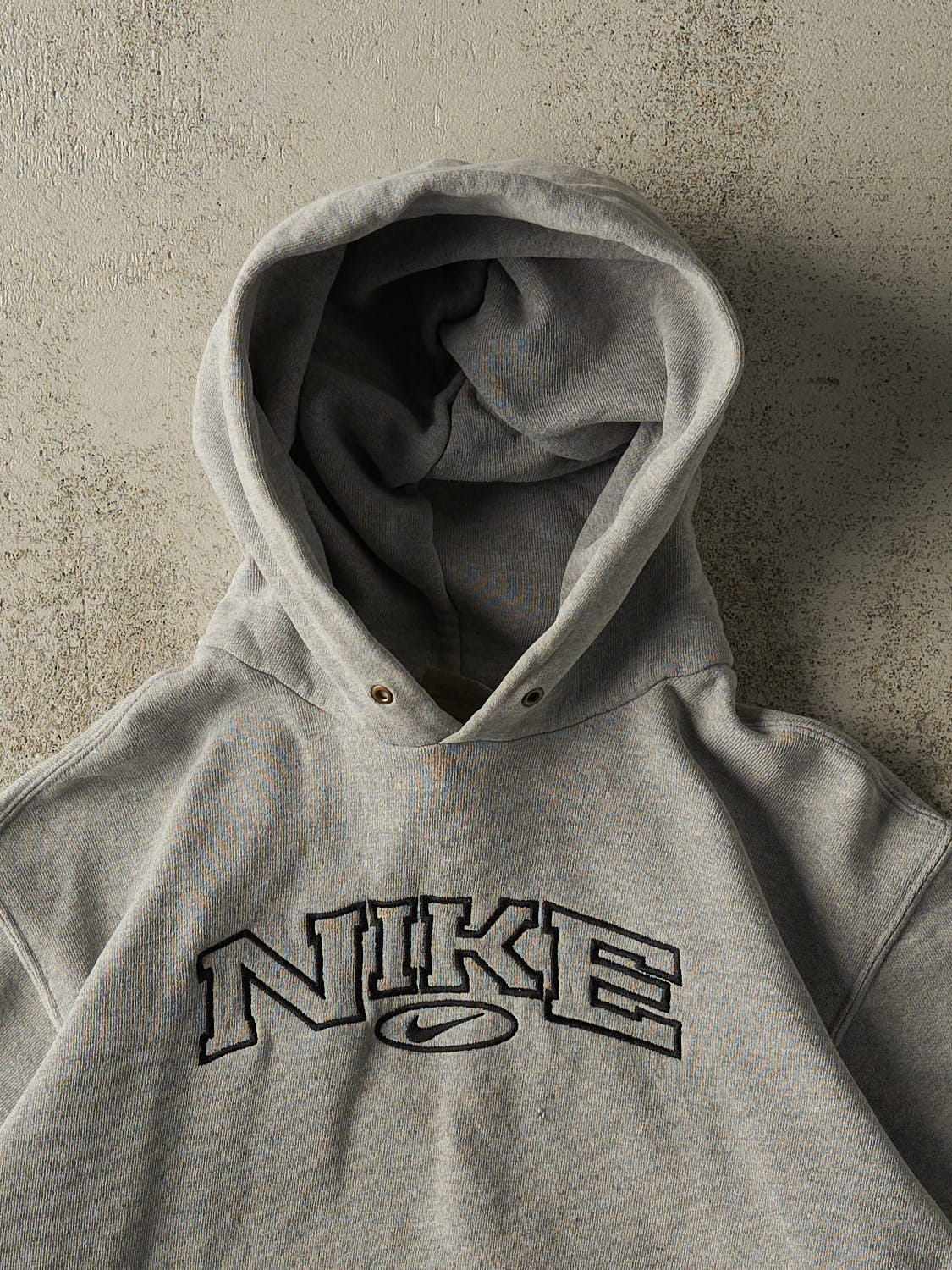 Vintage Y2K Grey Nike Embroidered Hoodie (XS)