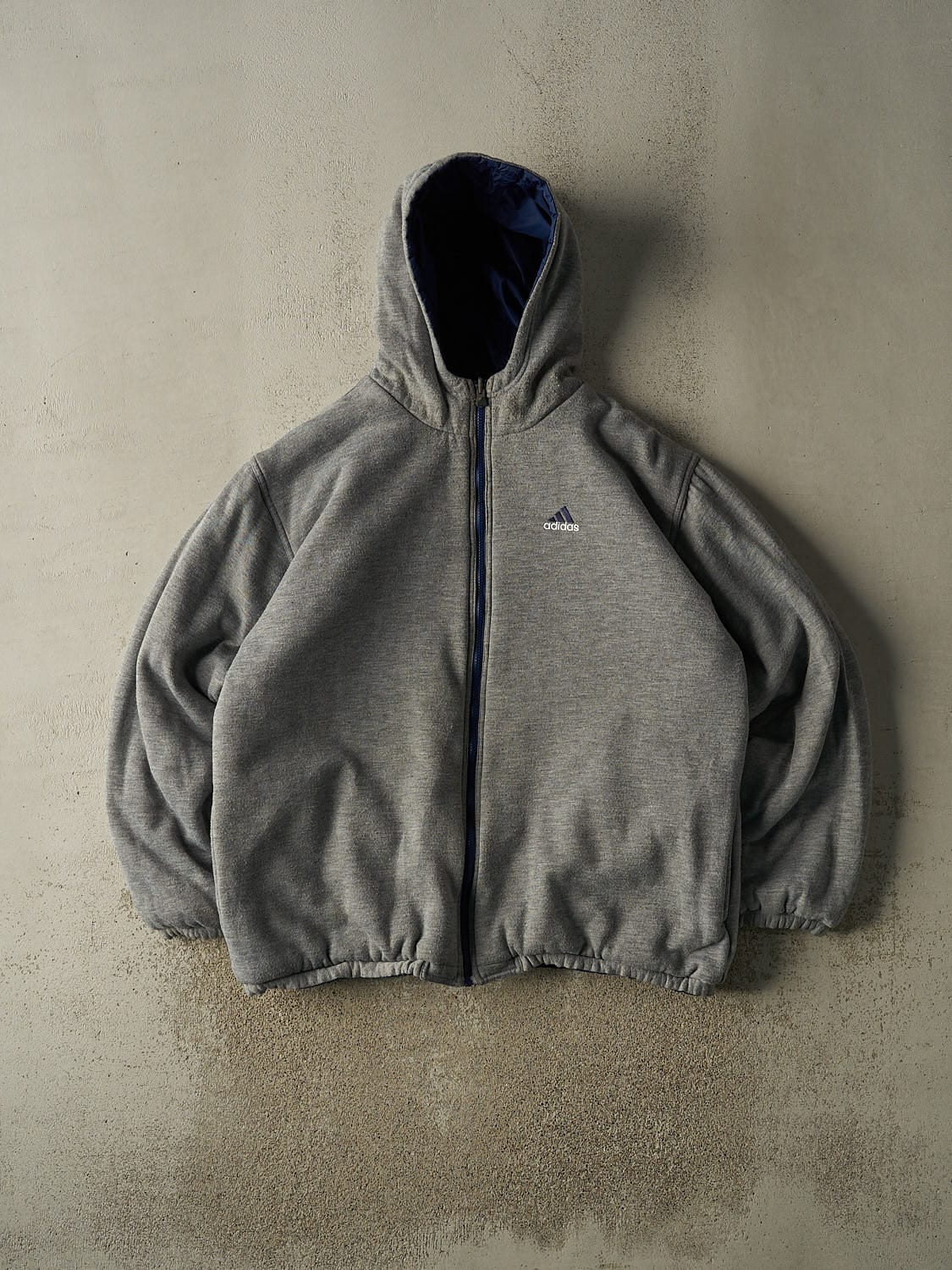 Vintage Y2K Navy Blue Adidas Reversible Windbreaker Jacket (XXL/XXXL)